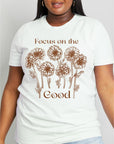 Light Gray Simply Love Full Size FOCUS ON THE GOOD Graphic Cotton Tee Sentient Beauty Fashions Apparel & Accessories