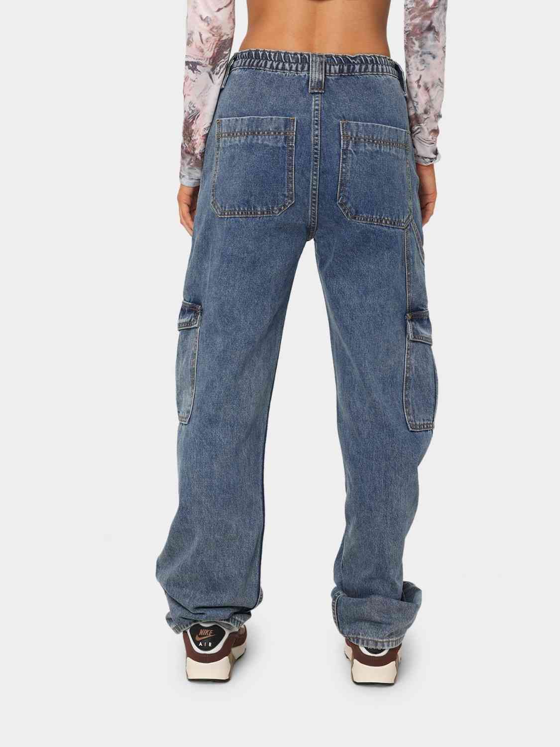 Dim Gray Straight Jeans with Pockets