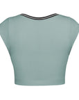 Dark Gray Notched Neck Cap Sleeve Cropped Tee Sentient Beauty Fashions Apparel & Accessories