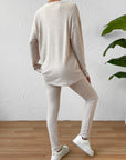 Gray Ribbed Top and Pants Lounge Set Sentient Beauty Fashions Apparel & Accessories