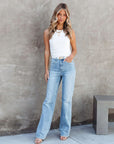 Dark Gray Washed Straight Leg Jeans Sentient Beauty Fashions Apparel & Accessories