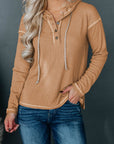 Dark Slate Gray Dropped Shoulder Buttoned Hoodie