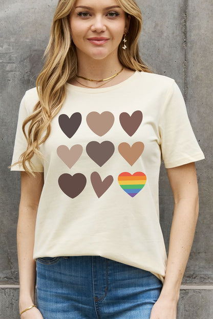 Rosy Brown Simply Love Full Size Heart Graphic Cotton Tee