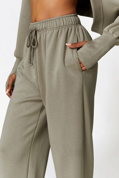 Slate Gray Drawstring Pocketed Active Joggers Sentient Beauty Fashions Apparel &amp; Accessories