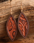 Saddle Brown Geometrical Shape Wooden Dangle Earrings Sentient Beauty Fashions jewelry