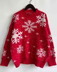 Light Gray Snowflake Pattern Dropped Shoulder Sweater