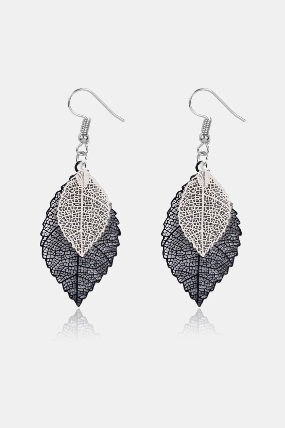 White Smoke Leaf Shape Dangle Earrings Sentient Beauty Fashions jewelry