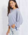Light Gray Andree by Unit Full Size Needless to Say Dolman Sleeve Top Sentient Beauty Fashions Apparel & Accessories