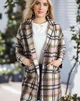 Gray Plaid Longline Jacket with Pockets Sentient Beauty Fashions Apparel & Accessories