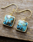 Rosy Brown Square Copper Drop Earrings Sentient Beauty Fashions jewelry