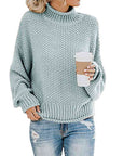 Gray Turtleneck Dropped Shoulder Sweater