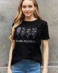 Dark Gray Simply Love GROW POSITIVITY Graphic Cotton Tee Sentient Beauty Fashions