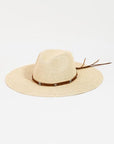 White Smoke Fame Rope Strap Wide Brim Weave Hat