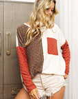 Light Gray BiBi Color Block Brushed Checker Top Sentient Beauty Fashions Apparel & Accessories