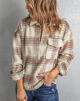 Rosy Brown Double Take Plaid Half-Zip Collared Curved Hem Sweatshirt Sentient Beauty Fashions Apparel & Accessories