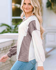 Gray Color Block Exposed Seam Blouse