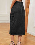 Dark Slate Gray Button Down Denim Skirt Sentient Beauty Fashions Apparel & Accessories
