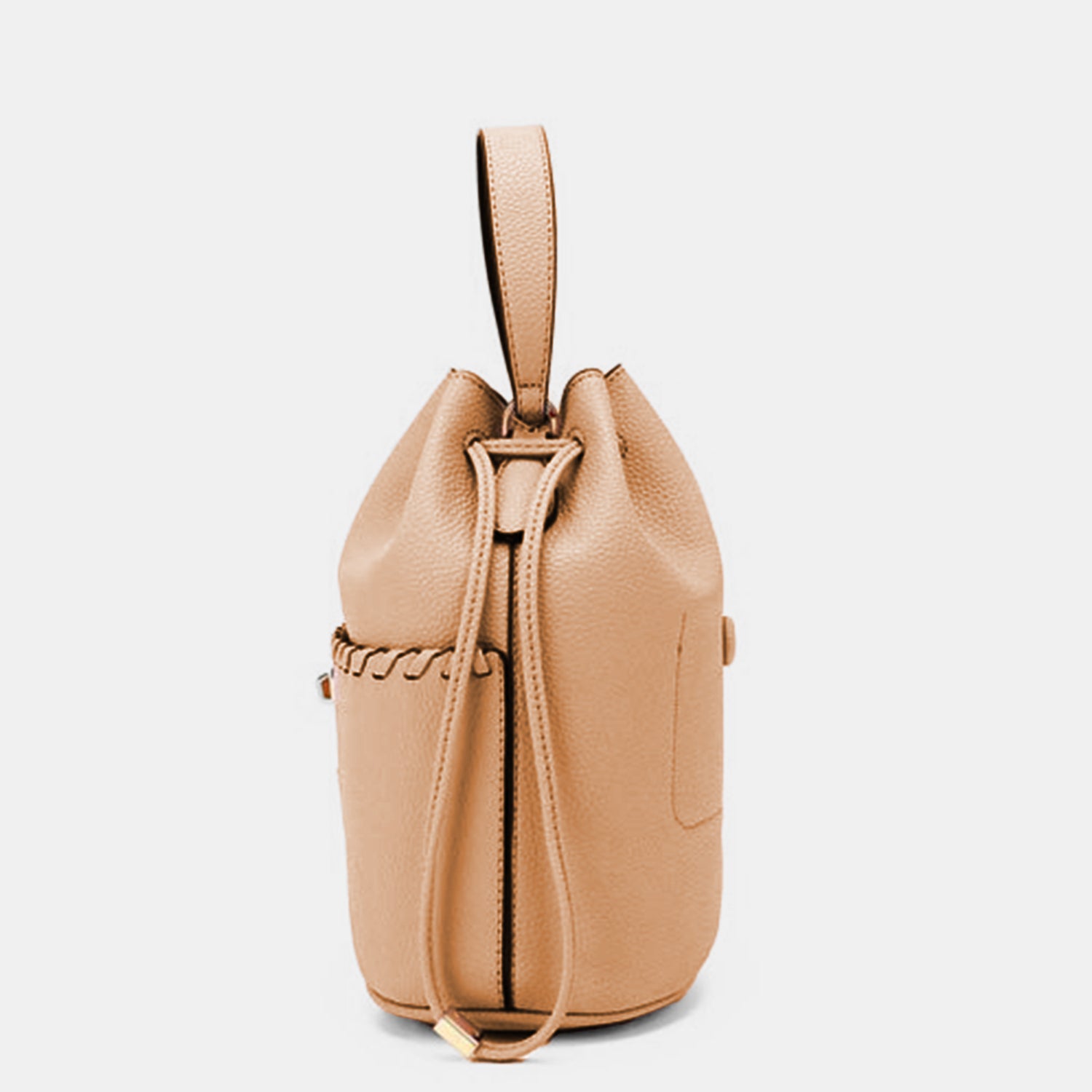 Beige Nicole Lee USA Drawstring Bucket Bag Sentient Beauty Fashions *Accessories