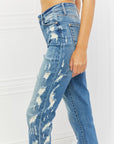 Slate Gray Judy Blue Laila Full Size Straight Leg Distressed Jeans Sentient Beauty Fashions Jeans