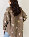 Gray J.NNA Flower Pattern Corduroy Button Down Shirt