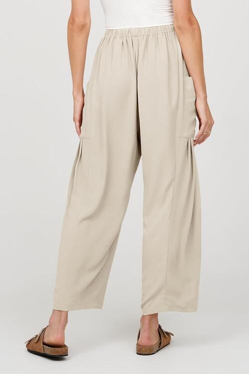 Light Gray Drawstring Pocketed Wide Leg Pant Sentient Beauty Fashions Apparel &amp; Accessories