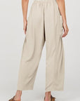 Light Gray Drawstring Pocketed Wide Leg Pant Sentient Beauty Fashions Apparel & Accessories