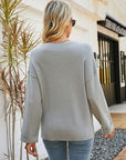 Rosy Brown Notched Dropped Shoulder Sweater