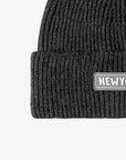 Dark Slate Gray NEWYORK Patch Rib-Knit Cuffed Beanie