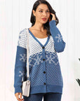 White Smoke Snowflake Button Down Cardigan