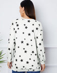 Lavender Star Print Round Neck Dropped Shoulder Sweatshirt