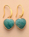 Tan Natural Stone Heart Drop Earrings Sentient Beauty Fashions jewelry