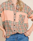 Tan Plaid Collared Button Down Shirt Sentient Beauty Fashions Apparel & Accessories