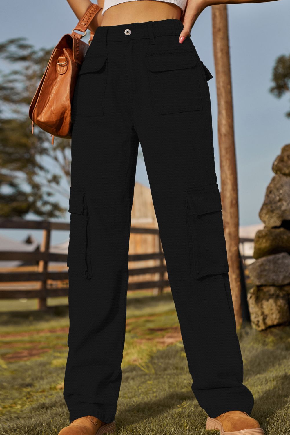 Black Loose Fit Long Jeans with Pockets Sentient Beauty Fashions Apparel &amp; Accessories