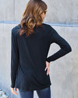 Dark Slate Gray Basic Bae Full Size Round Neck Long Sleeve Top Sentient Beauty Fashions Apparel & Accessories