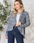 Dark Slate Gray Heimish Full Size Open Front Printed Blazer