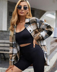 Dark Slate Gray Plaid Buttoned Collared Neck Shirt Sentient Beauty Fashions Apparel & Accessories