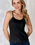 Black Basic Bae Full Size Round Neck Slim Cami Sentient Beauty Fashions Apparel & Accessories