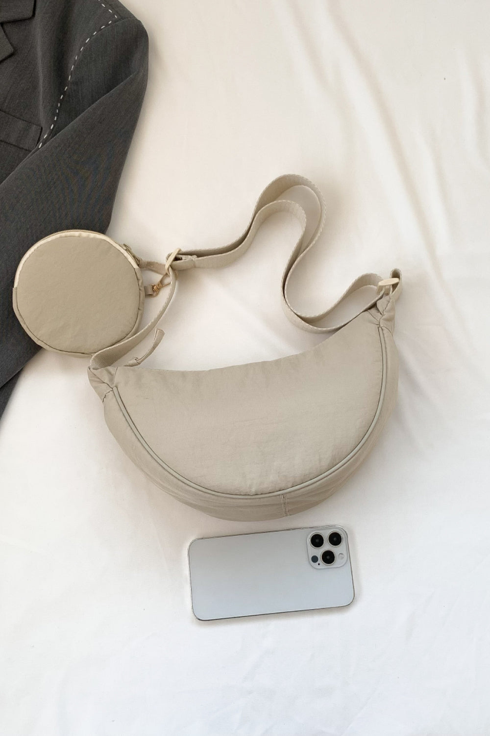 Light Gray Nylon Bag Set Sentient Beauty Fashions *Accessories