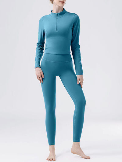 Steel Blue High Waist Active Pants Sentient Beauty Fashions Apparel &amp; Accessories