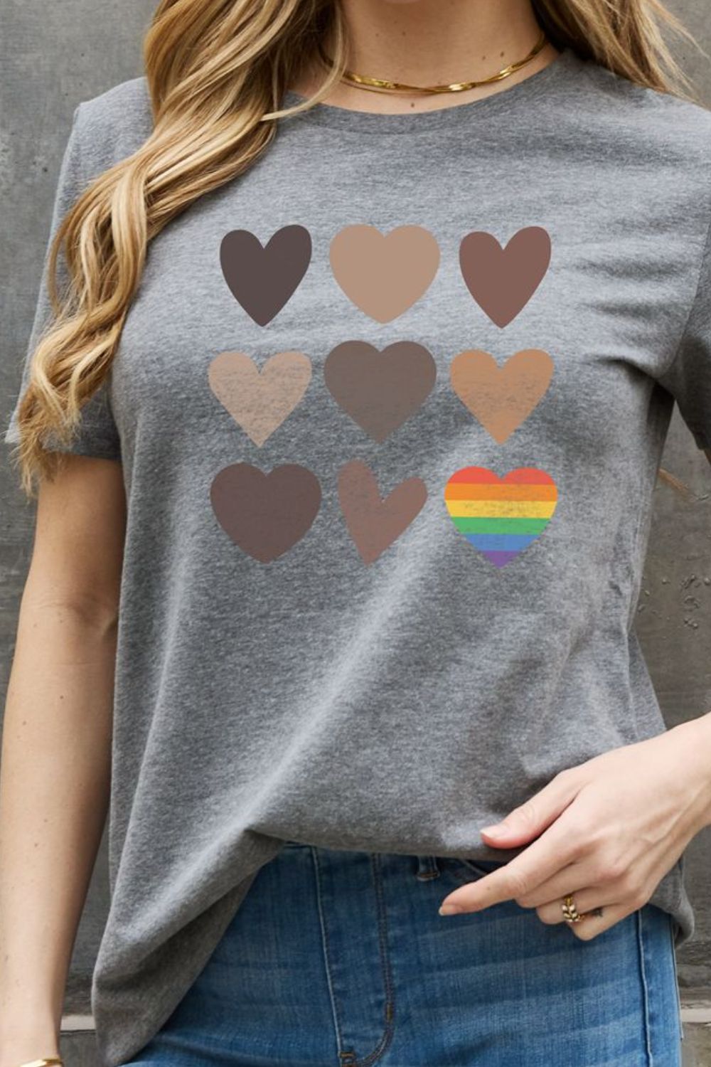 Slate Gray Simply Love Full Size Heart Graphic Cotton Tee Sentient Beauty Fashions Apparel &amp; Accessories