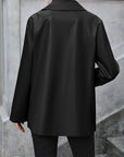 Dark Gray Pocketed Button Up Collared Neck Blazer Sentient Beauty Fashions Apparel & Accessories