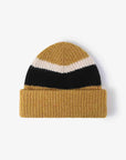 White Smoke Tricolor Cuffed Knit Beanie