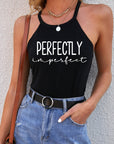 Rosy Brown Letter Graphic Grecian Neck Tank Sentient Beauty Fashions tops