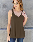 Dark Gray Basic Bae Full Size Lace Detail V-Neck Cutout Cami Sentient Beauty Fashions Apparel & Accessories
