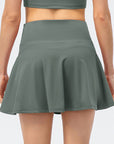 Dim Gray High Waist Wide Waistband Active Skirt Sentient Beauty Fashions Apparel & Accessories