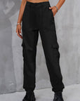 Dark Gray Buttoned High Waist Jeans with Pockets Sentient Beauty Fashions Apparel & Accessories