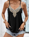 Gray Contrast Eyelet Cami Top Sentient Beauty Fashions Apparel & Accessories