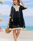 Light Gray Tassel Spliced Lace Cover Up Sentient Beauty Fashions Apparel & Accessories