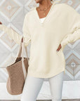Light Gray Half Zip Long Sleeve Knit Top Sentient Beauty Fashions Apparel & Accessories