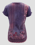 Light Gray Printed Round Neck Short Sleeve T-Shirt Sentient Beauty Fashions Apparel & Accessories